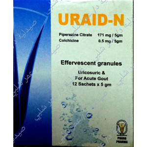 URAID-N EFF( PIPERAZINE+COLCHICINE ) GRANULES. 12 SACHETS 